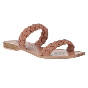 DOLCE VITA Indy Caramel Stella Slip-on Braided Square Toe Sandals Brown Shoes